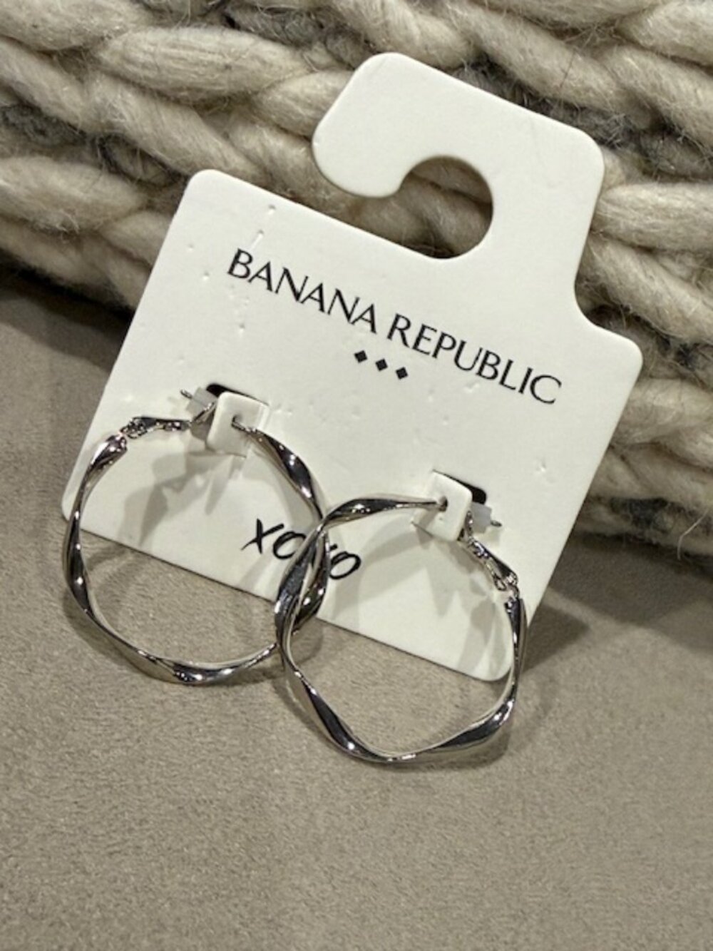 (4 for $20) Banana Republic Silvertone Twisted Hoop Earrings - NWT